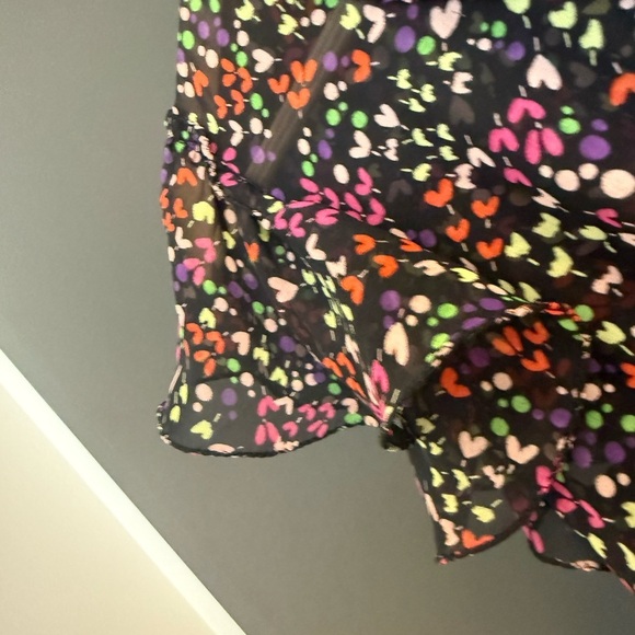 Ted Baker M (2) sheer baby doll drawstring heart pattern Floral EUC ruffles! - Picture 2 of 15